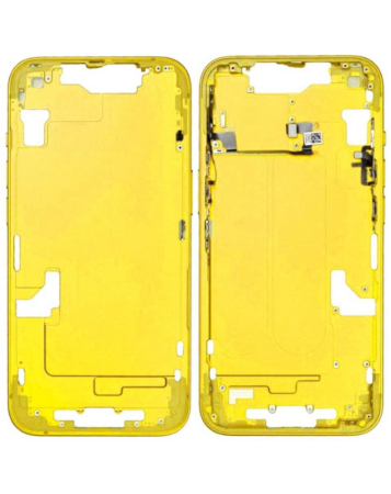 Grab the wholesale deals on the yellow middle frame with small parts for iPhone 14 US version OEM pull A grade.

