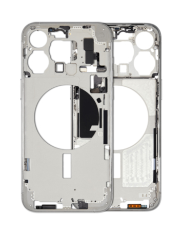 Middle Frame with Small Parts for iPhone 15 Pro Max (WHITE TITANIUM) (US Version) (OEM Pull A Grade)