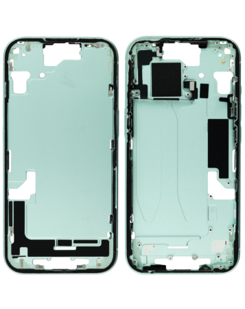 Order the Middle Frame with Parts for iPhone 15, Green, International Version, OEM Pull B Grade.

