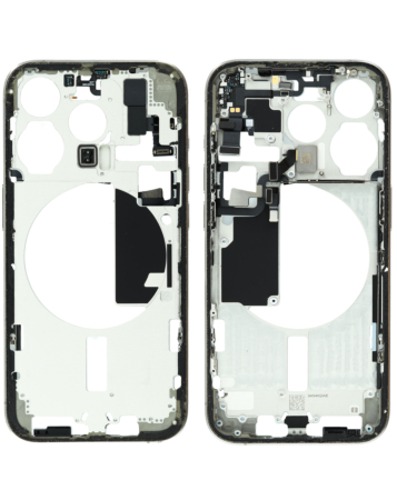 Stock up on the Middle Frame with Small Parts for iPhone 15 Pro in Natural Titanium, International Version, OEM Pull B Grade.
