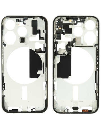 Buy the Middle Frame with Small Parts for iPhone 15 Pro in White Titanium, International Version, OEM Pull B Grade.

