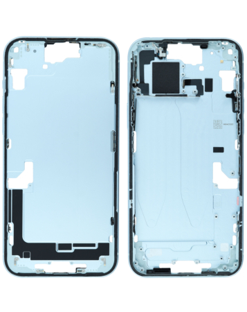 Order the middle frame with parts for iPhone 15 Plus — blue, international version, OEM pull A grade.