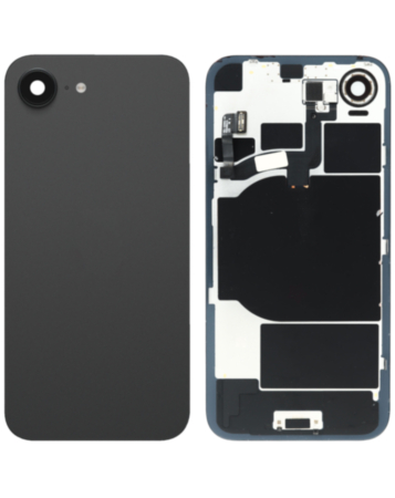 Back Glass with Frame and Wireless NFC Charging Flex and MagSafe Magnet for iPhone 16e (BLACK) (OEM Pull B Grade)
