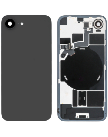Back Glass with Frame and Wireless NFC Charging Flex and MagSafe Magnet for iPhone 17e (BLACK) (OEM Pull B Grade)