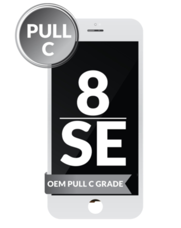 Shop the white LCD assembly with steel plate for iPhone 8, SE 2020, and SE 2022 – pull C grade.