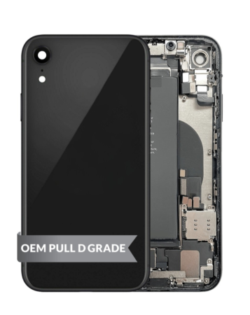 Back Housing Frame with Small Components Pre-Installed for iPhone XR (BLACK) (OEM Pull D Grade) (Only Ground Shipping)