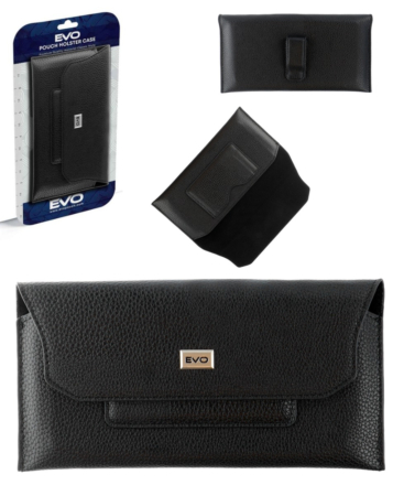 EVO 7.2" Horizontal Lychee Leather Pouch with Clip - BLACK (Only Ground Shipping)