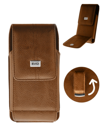 EVO 7.2" Vertical Magnetic Leather Cell Phone Belt Clip Pouch - BROWN (Only Ground Shipping)