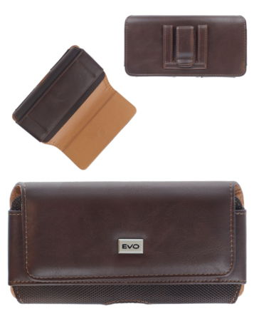 EVO 5.5" Horizontal Texture Leather Pouch - BROWN (Only Ground Shipping)