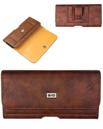 EVO 6.9" Horizontal Leather Pouch - BROWN (Only Ground Shipping)