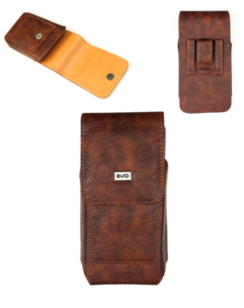 EVO 6" Vertical Leather Pouch - BROWN (Only Ground Shipping)