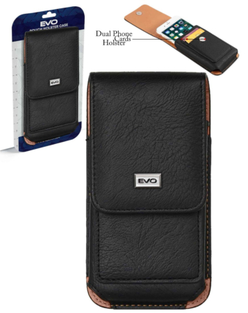 EVO 6.9" Vertical Leather Pouch - BLACK (Only Ground Shipping)