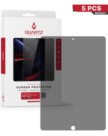 QUARTZ Privacy Tempered Glass for iPad Pro 9.7 / Air 1 / Air 2 / iPad 5 / iPad 6 (Pack of 5)
