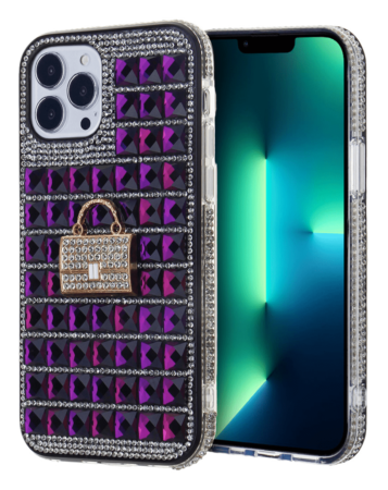 Crystal Stones Case with Five Adornment - PURPLE for iPhone XR (Only Ground Shipping)