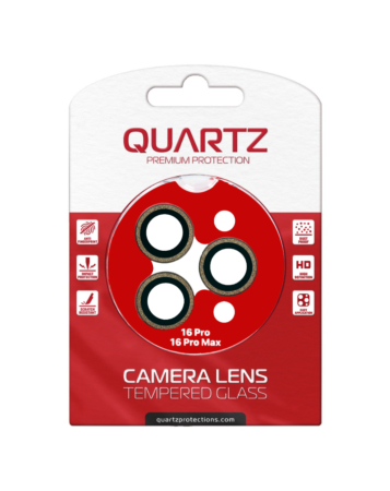 Shop the Quartz HD Tempered Glass in Gold with Glitter Diamond Camera Lens for iPhone 16 Pro and 16 Pro Max Back Camera.