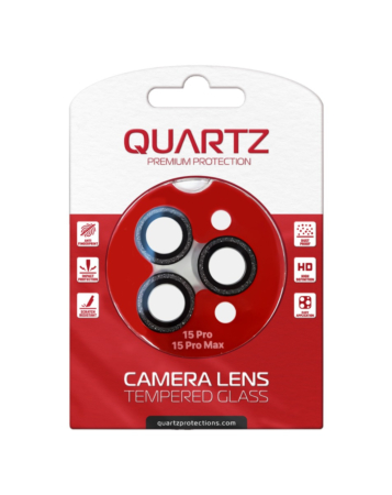 Order the Quartz HD Tempered Glass in Gray with Glitter Diamond Camera Lens for iPhone 16 Pro and 16 Pro Max Back Camera.