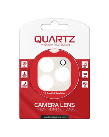 Grab wholesale deals on the QUARTZ Clear Back Camera Tempered Glass for iPhone 16 Pro and 16 Pro Max.