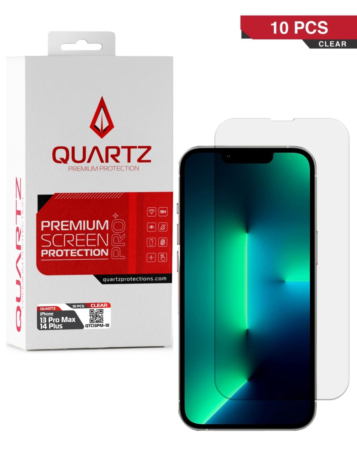 QUARTZ Clear Tempered Glass for iPhone 13 Pro Max / 14 Plus (Pack of 10)