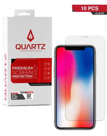 QUARTZ Clear Tempered Glass for iPhone X / XS / 11 Pro (Pack of 10)