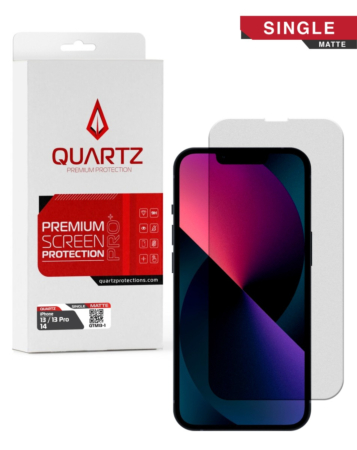 QUARTZ Matte Tempered Glass for iPhone 13 / 13 Pro / 14 / 16e / 17e (Single Pack)