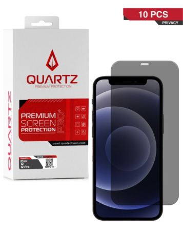 QUARTZ Privacy Tempered Glass for iPhone 12 / 12 Pro (Pack of 10)