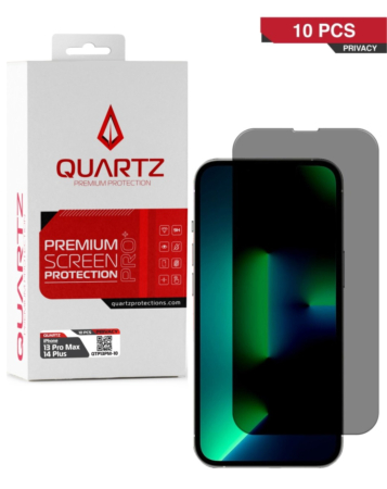 QUARTZ Privacy Tempered Glass for iPhone 13 Pro Max / 14 Plus (Pack of 10)