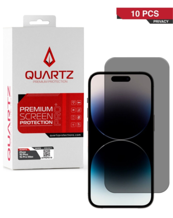 QUARTZ Privacy Tempered Glass for iPhone 15 Plus / 15 Pro Max (Pack of 10)