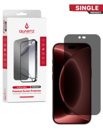 QUARTZ Privacy Tempered Glass for iPhone 18 Pro Max (Single Pack)