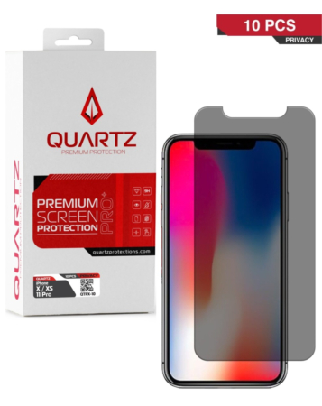 QUARTZ Privacy Tempered Glass for iPhone X / XS / 11 Pro (Pack of 10)
