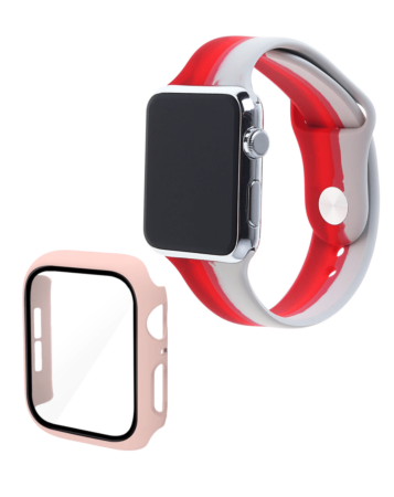 iWatch 40mm Rainbow Silicone Soft Band & Bumper Case with Tempered Glass - 2 (Only Ground Shipping)