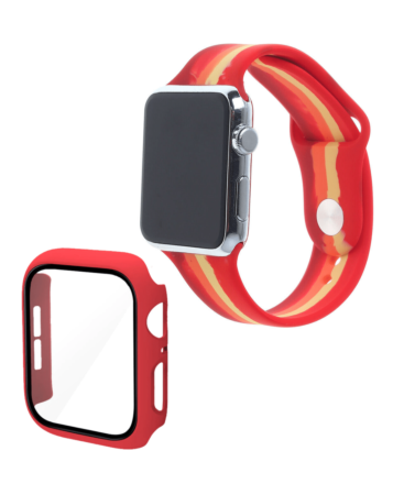 iWatch 38mm Rainbow Silicone Soft Band & Bumper Case with Tempered Glass - 7 (Only Ground Shipping)
