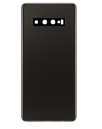 Purchase the back glass with camera lens and adhesive for Galaxy S10 Plus in Ceramic Black, no logo.