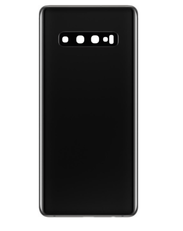 Buy the back glass with camera lens and adhesive for Galaxy S10 Plus in Prism Black, no logo.