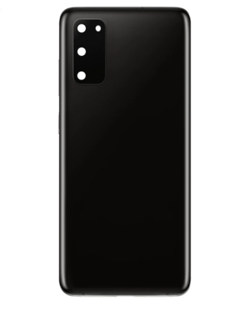 Grab wholesale deals on the back glass with camera lens and adhesive for the Galaxy S20, no logo, in Cosmic Black.