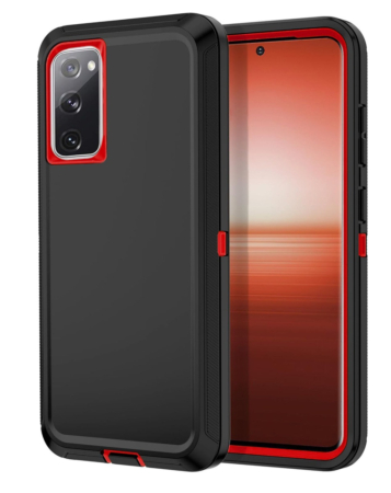 Heavy Duty Case for Galaxy S20 FE (BLACK & RED) (Only Ground Shipping)