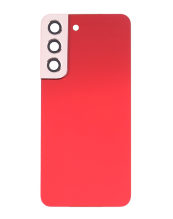 Shop the Back Glass with Camera Lens and Adhesive for the Galaxy S22 in Red, no logo.
