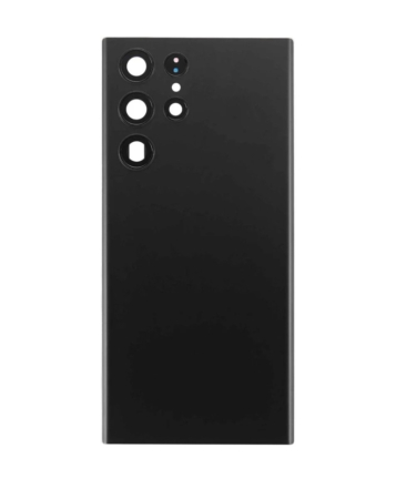 Buy the Back Glass with Camera Lens and Adhesive for the Galaxy S22 Ultra in Phantom Black, no logo.
