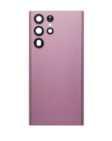 Stock up on the Back Glass with Camera Lens and Adhesive for the Galaxy S22 Ultra in Burgundy, no logo.

