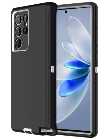 Heavy Duty Case for Galaxy S22 Ultra (BLACK & WHITE) (Only Ground Shipping)