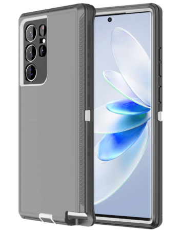 Heavy Duty Case for Galaxy S22 Ultra (DARK GRAY & WHITE) (Only Ground Shipping)