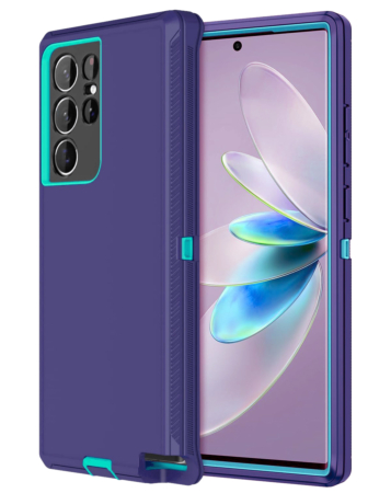 Heavy Duty Case for Galaxy S22 Ultra (PURPLE & TEAL) (Only Ground Shipping)