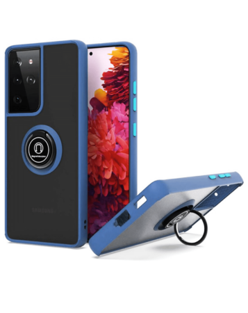 Galaxy A23 5G Hard PC Rear / Soft TPU Colorful Border Case with I - ring Holder - NAVY BLUE (Only Ground Shipping)