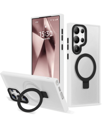 Carbon Wireless Charging Case with Ring Stand - CLEAR for Galaxy S22 Ultra (Only Ground Shipping)