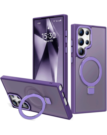 Carbon Wireless Charging Case with Ring Stand - PURPLE for Galaxy S22 Ultra (Only Ground Shipping)