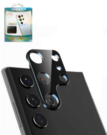 Buy the back camera tempered glass for Galaxy S22 Ultra in black.