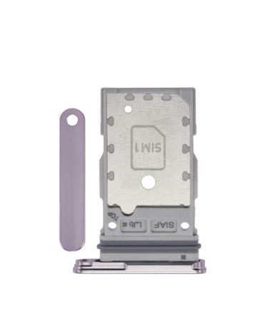 Shop the dual SIM card tray for Galaxy S23 and S23 Plus in lavender.