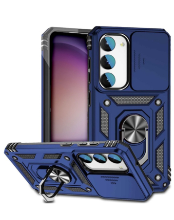 Galaxy S23 FE Dual Layers Hybrid Case with Metal Ring & Camera Protector - BLUE (Only Ground Shipping)