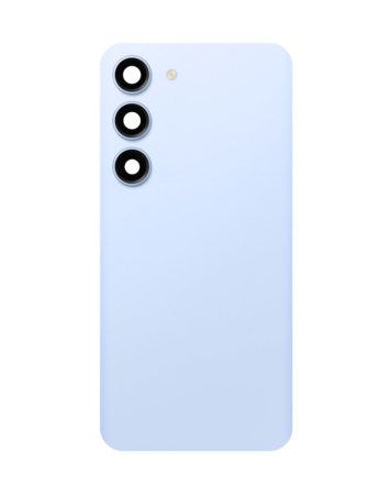 Order the back glass with camera lens and adhesive for Galaxy S23, no logo, in sky blue.