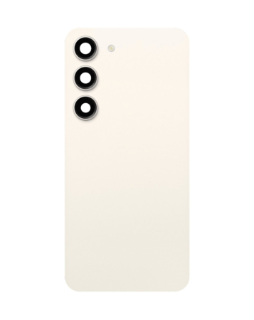 Purchase the back glass with camera lens and adhesive for Galaxy S23 Plus in cream. No logo.