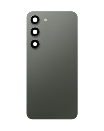 Grab wholesale deals on the back glass with camera lens and adhesive for Galaxy S23, no logo, in green.